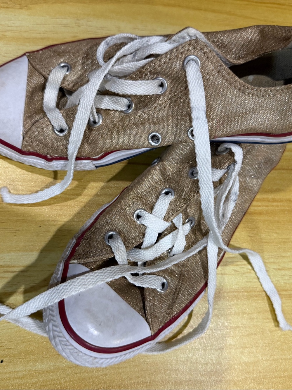 Converse Low-Top Sneakers in Metallic Bronze with White